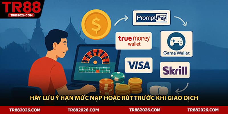 Hãy lưu ý hạn mức nạp hoặc rút trước khi giao dịch